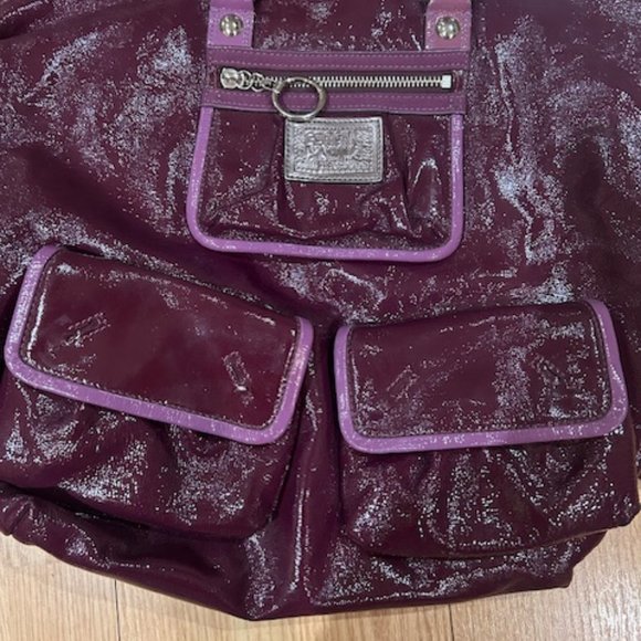 COACH Leather Purse in Poppy Patent Style Deep Purple/Eggplant in Colour - Picture 2 of 6